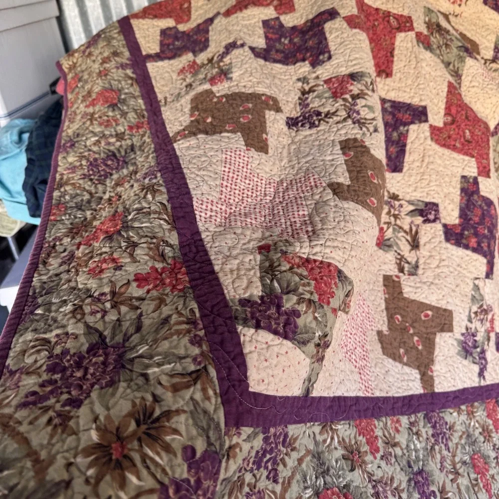 Handmade Patchwork Floral Quilt Blanket 54